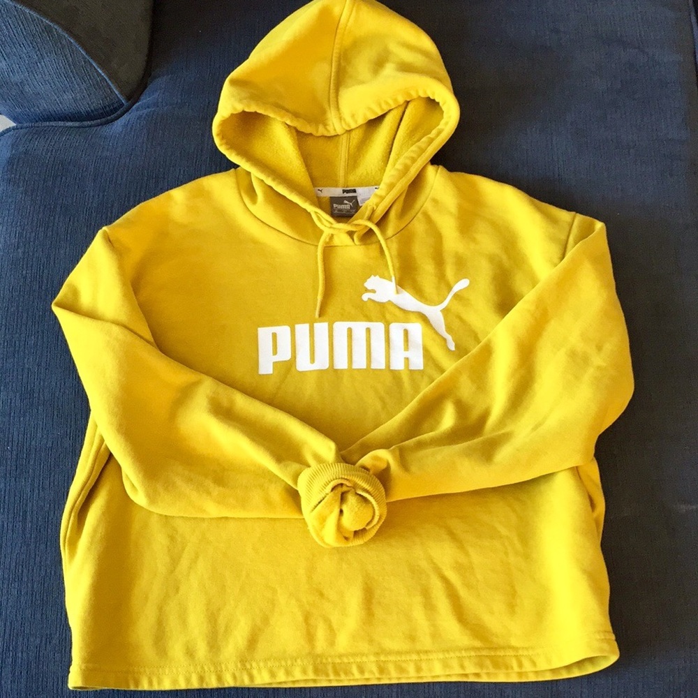 PUMA Yellow Cropped Hoodie